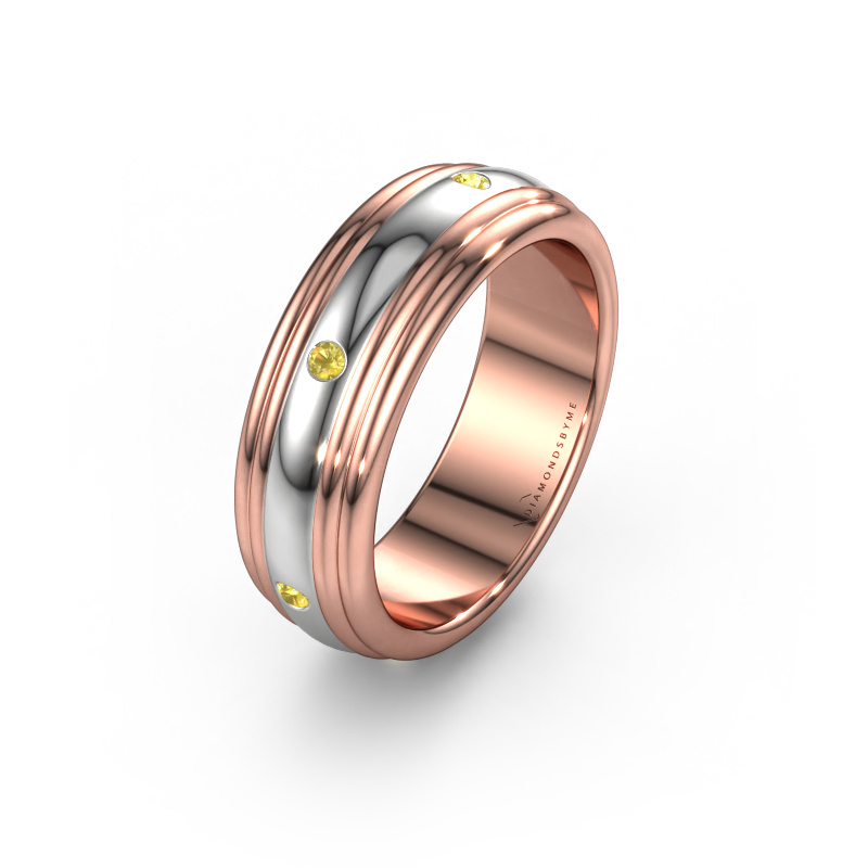 Image of Wedding ring WH2236L 585 rose gold ±0.24x0.09in Yellow sapphire