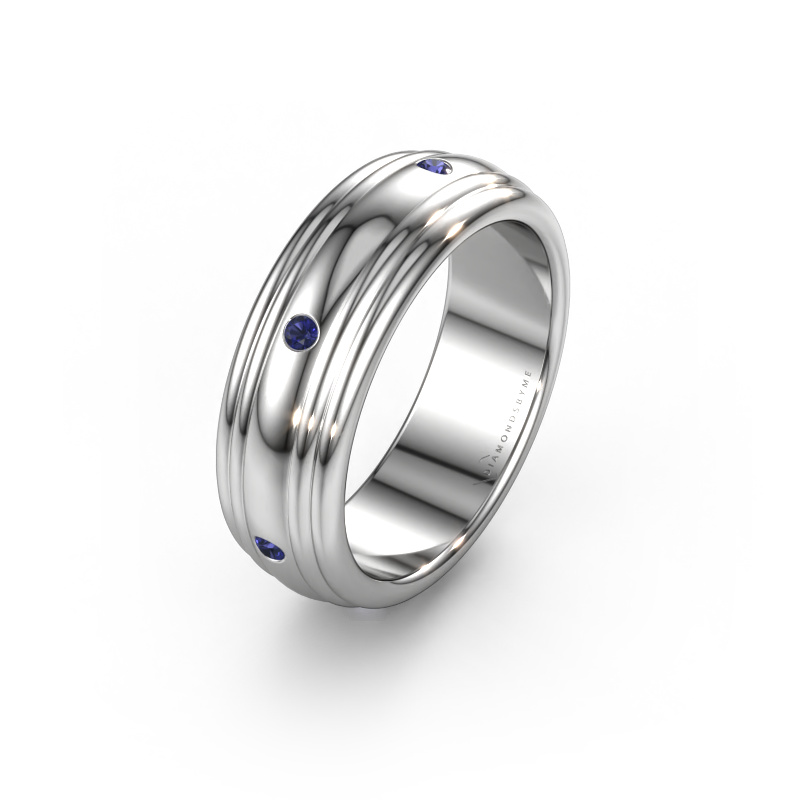 Image of Wedding ring WH2236L 950 platinum ±0.24x0.09in Sapphire
