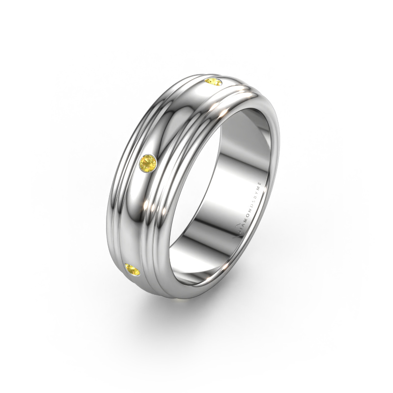 Image of Wedding ring WH2236L 585 white gold ±6x2.2 mm Yellow sapphire