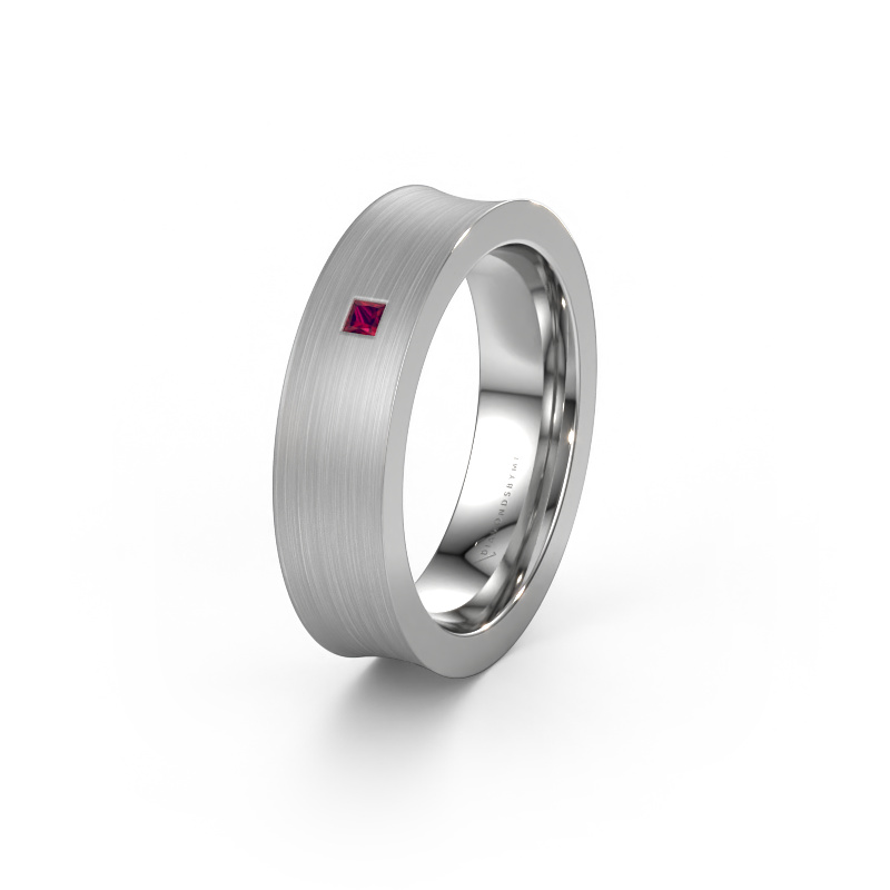 Image of Wedding ring WH2238L2 950 platinum ±0.24x0.09in Rhodolite