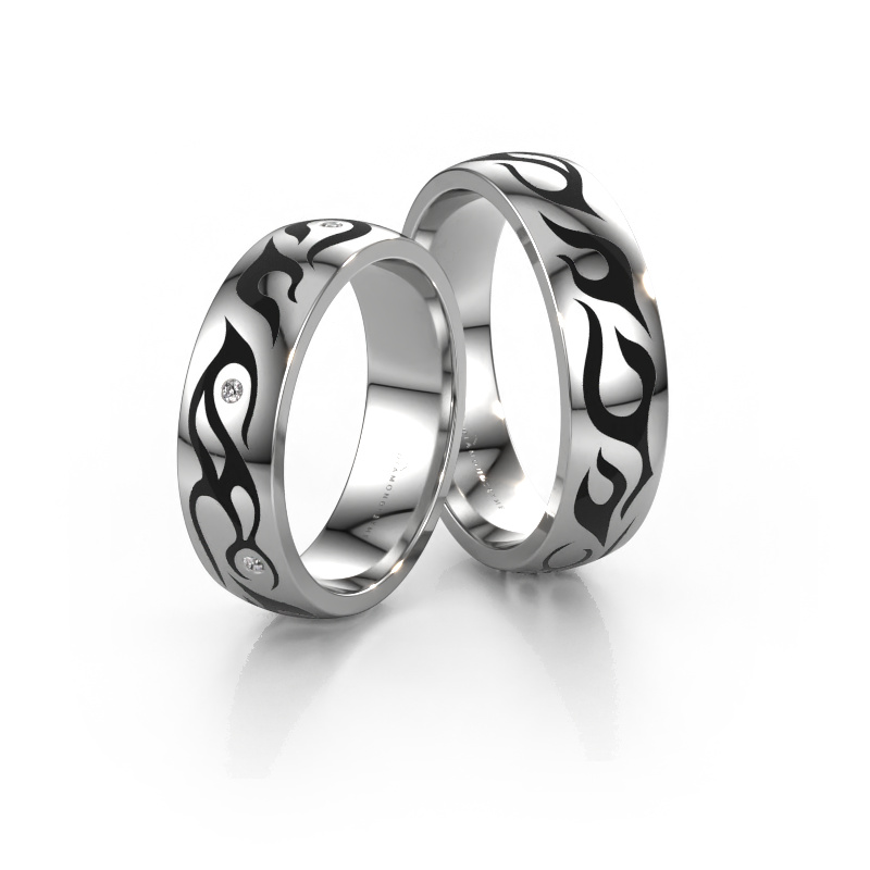 Bild von Eheringe set WH3050LM26BP ±6x2 mm 14 Karat Weißgold Diamant 0.008 crt