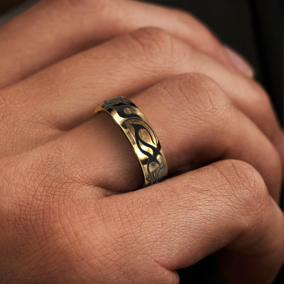 Enamel in (6 mm) gold men's wedding ring WH3050M26B|-30%