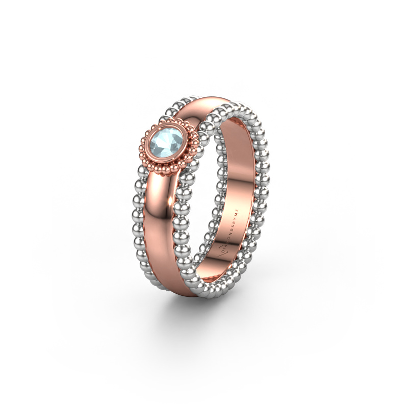 Image of Wedding ring WH3053L16A 585 rose gold ±0.24x0.07 in Aquamarine
