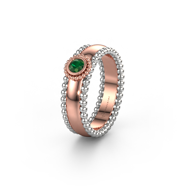 Afbeelding van Trouwring WH3053L16A 585 rosé goud ±6x1.7 mm Smaragd