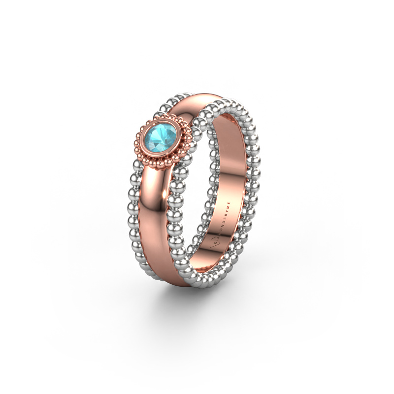Image of Wedding ring WH3053L16A 585 rose gold ±0.24x0.07 in Blue topaz