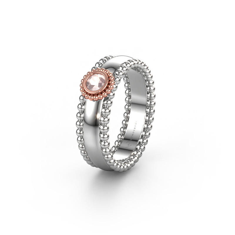 Image of Wedding ring WH3053L16A 585 white gold ±0.24x0.07 in Morganite champagne