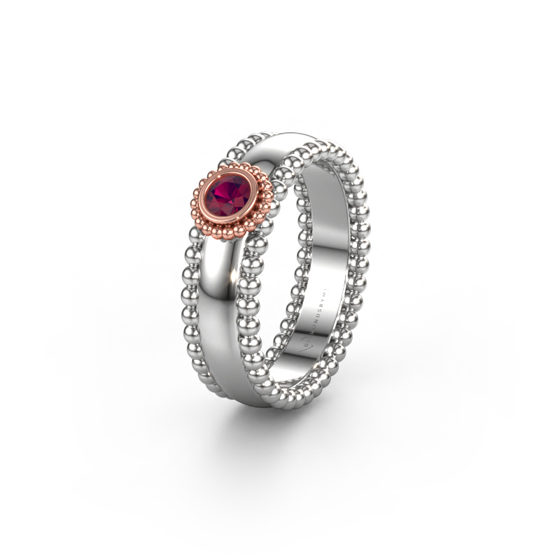 Image of Wedding ring WH3053L16A 585 white gold ±0.24x0.07 in Rhodolite