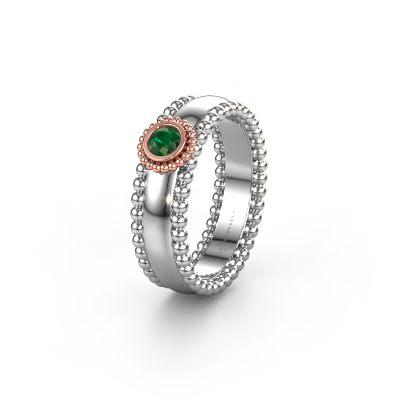 Image of Wedding ring WH3053L16A 585 white gold ±0.24x0.07 in Emerald
