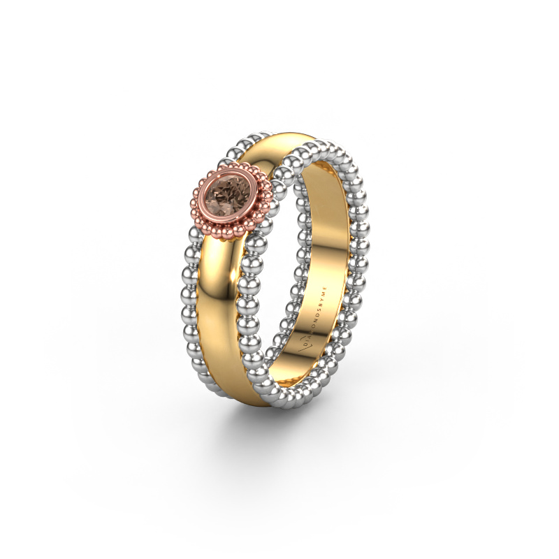 Image of Wedding ring WH3053L16A 585 gold ±0.24x0.07 in Brown diamond