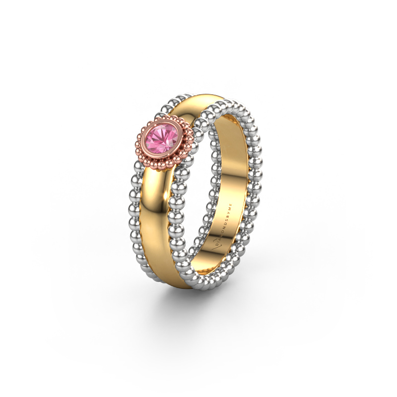 Image of Wedding ring WH3053L16A 585 gold ±0.24x0.07 in Pink sapphire
