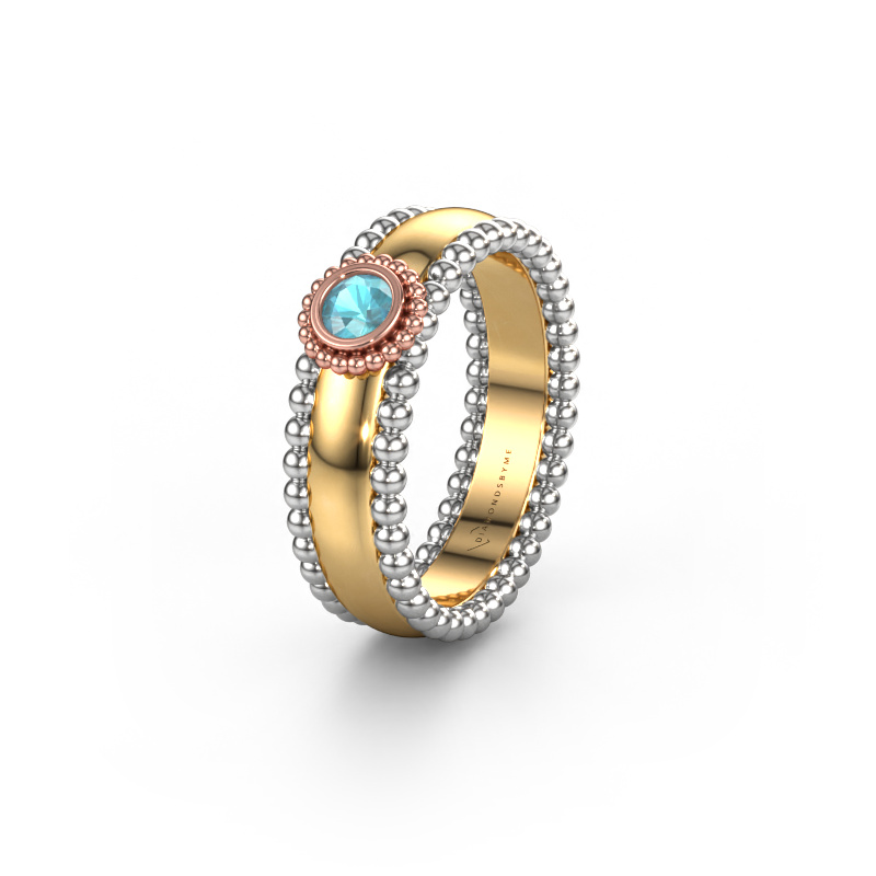 Image of Wedding ring WH3053L16A 585 gold ±0.24x0.07 in Blue topaz