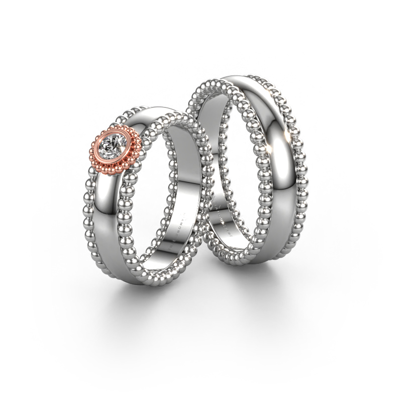 Image of Wedding rings set WH3053LM16A ±0.24x0.07 in 14 Carat white gold Diamond 0.18 crt