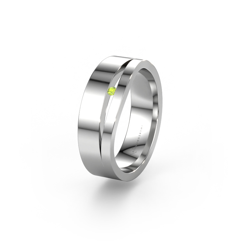 Image of Wedding ring WH6000L16AP 585 white gold ±6x1.7 mm Peridot