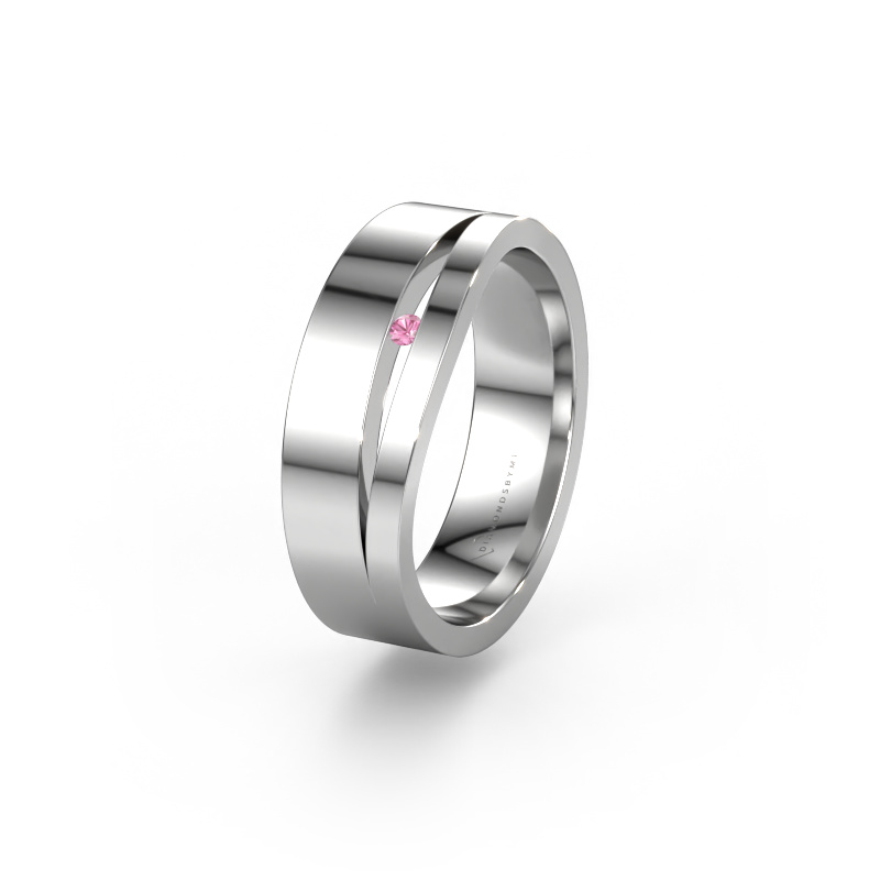 Image of Wedding ring WH6000L16AP 585 white gold ±6x1.7 mm Pink sapphire