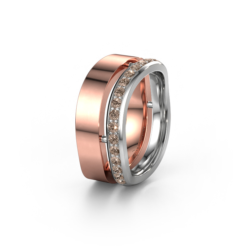 Image of Weddings ring WH6008L18BP 585 rose gold ±0.39x0.08 in Brown diamond