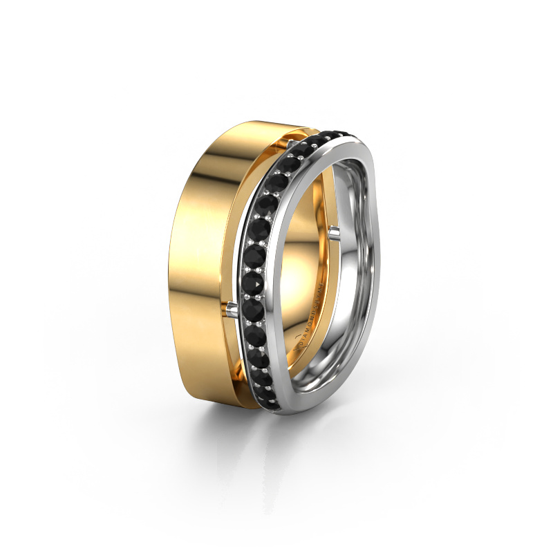 Afbeelding van Huwelijksring WH6008L18BP 585 goud ±10x2 mm Zwarte diamant