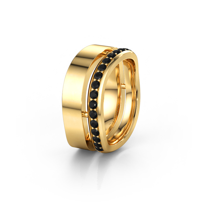Immagine di Fede nuziale WH6008L18BP 585 oro ±10 x 2 mm Diamante nero