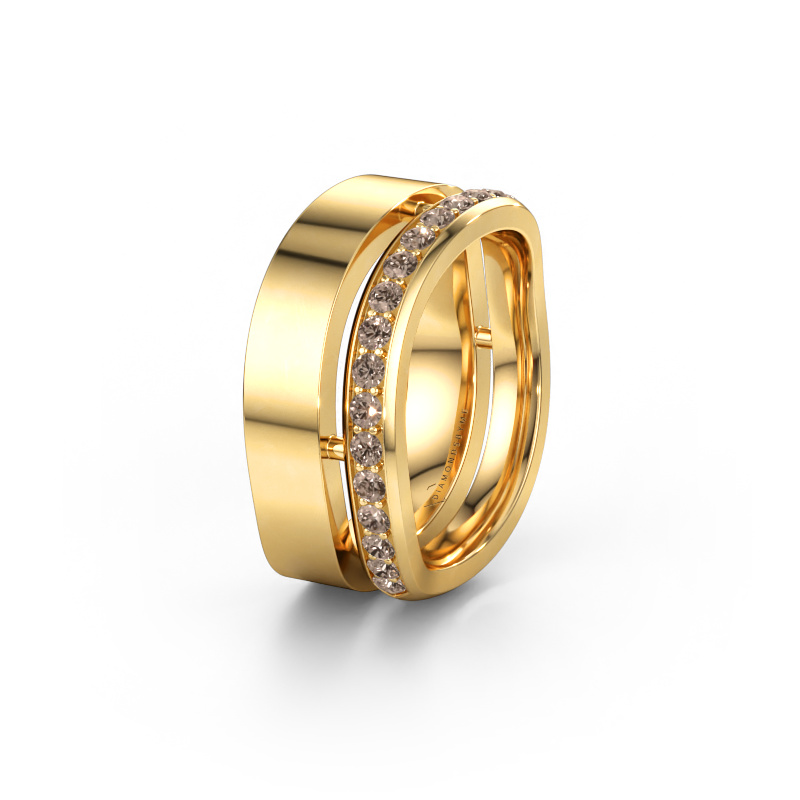 Bild av Vigselring WH6008L18BP 585 gult guld ±10 x 2 mm Brun diamant