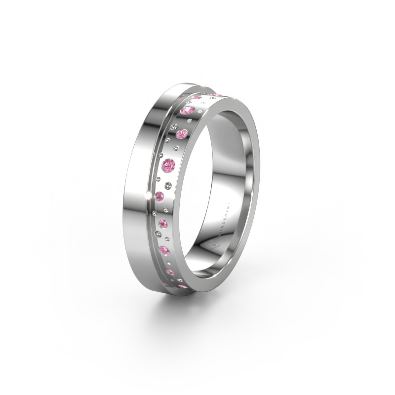 Image of Wedding ring WH6016L15E 950 platinum ±0.20x0.1in Pink sapphire