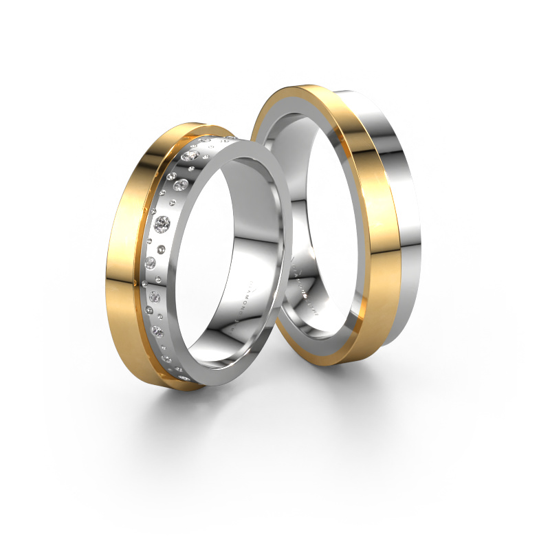 Image of Wedding rings set WH6016LM15E ±0.20x0.1in 14 Carat white gold Diamond 0.008 crt