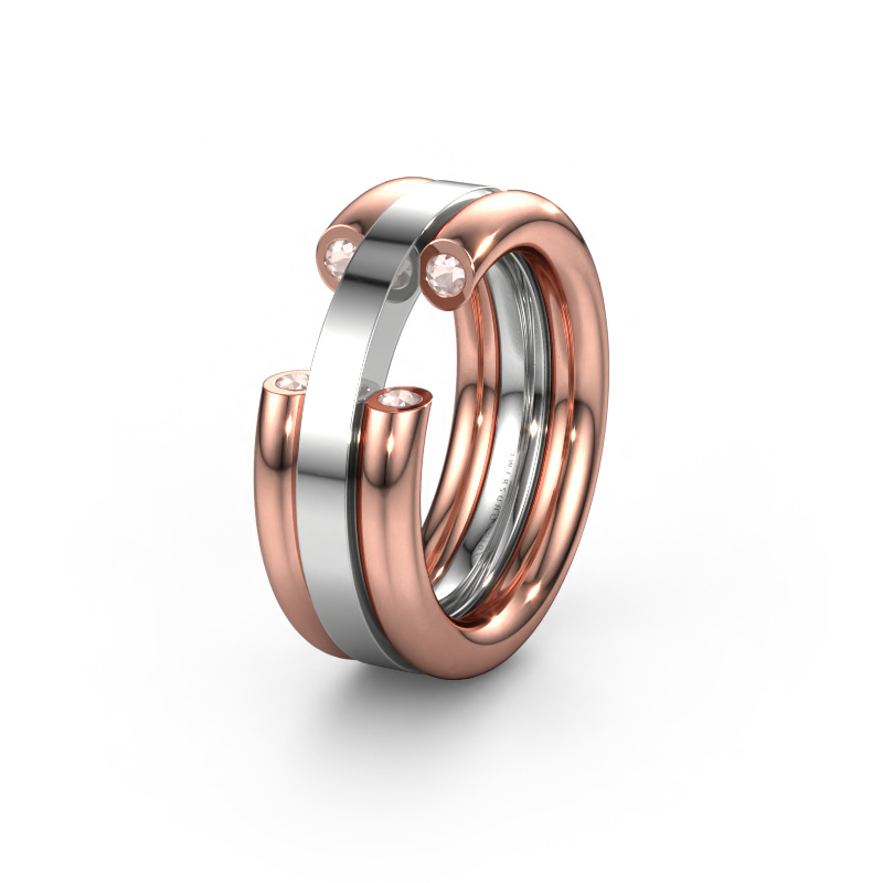 Image of Wedding ring WH6018L 585 rose gold ±8x3 mm Morganite champagne