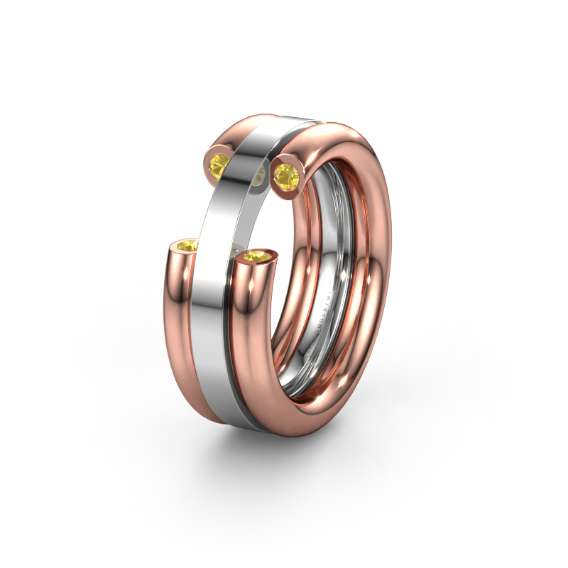 Image of Wedding ring WH6018L 585 rose gold ±0.31x0.12in Yellow sapphire