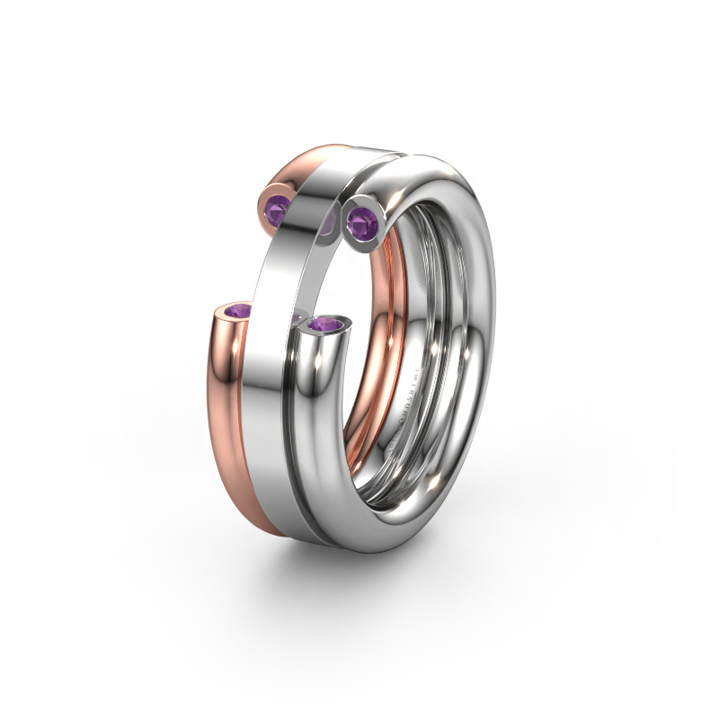 Bild von Ehering WH6018L 585 Weißgold ±8x3 mm Amethyst