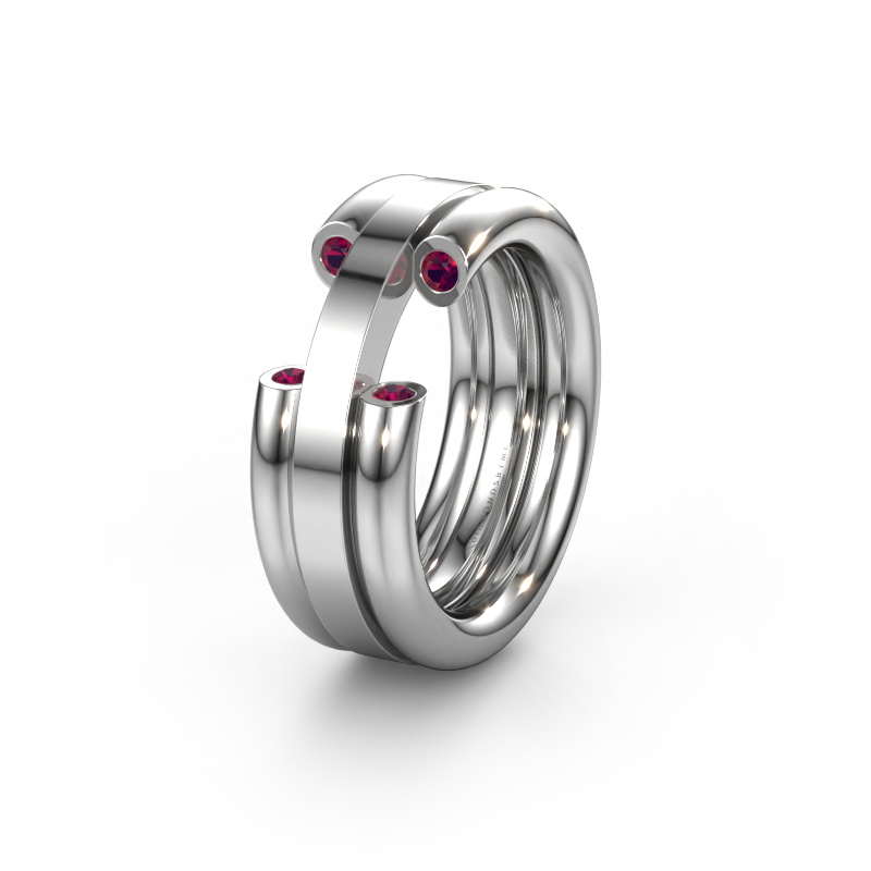 Image of Wedding ring WH6018L 950 platinum ±0.31x0.12in Rhodolite