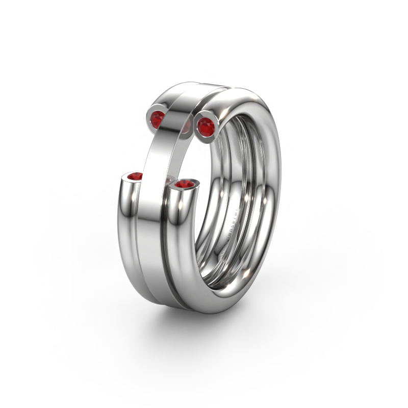 Image of Wedding ring WH6018L 950 platinum ±0.31x0.12in Ruby