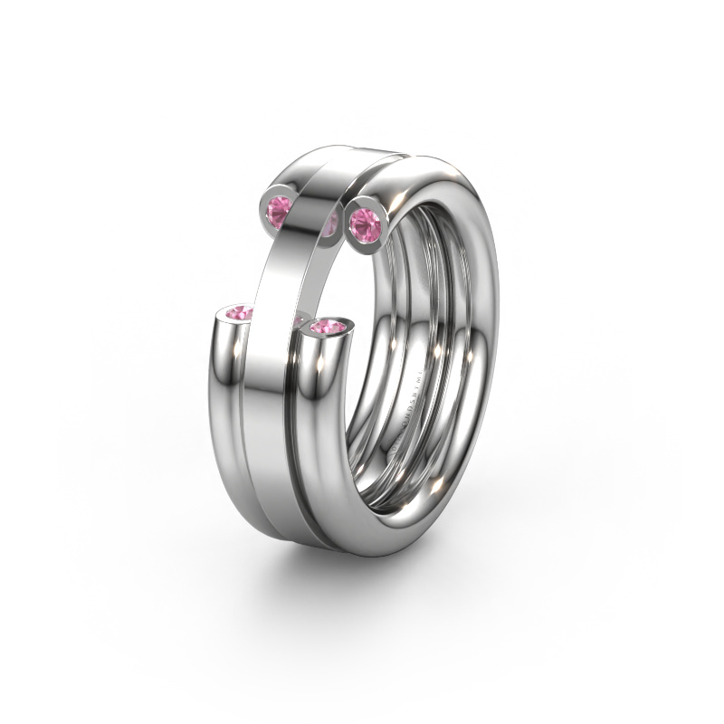 Image of Wedding ring WH6018L 950 platinum ±0.31x0.12in Pink sapphire
