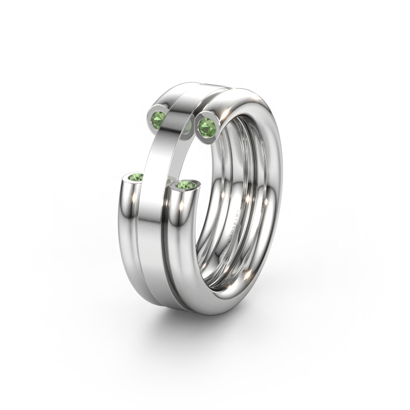 Immagine di Fede nuziale WH6018L 585 oro bianco ±8 x 3 mm Tormalina verde