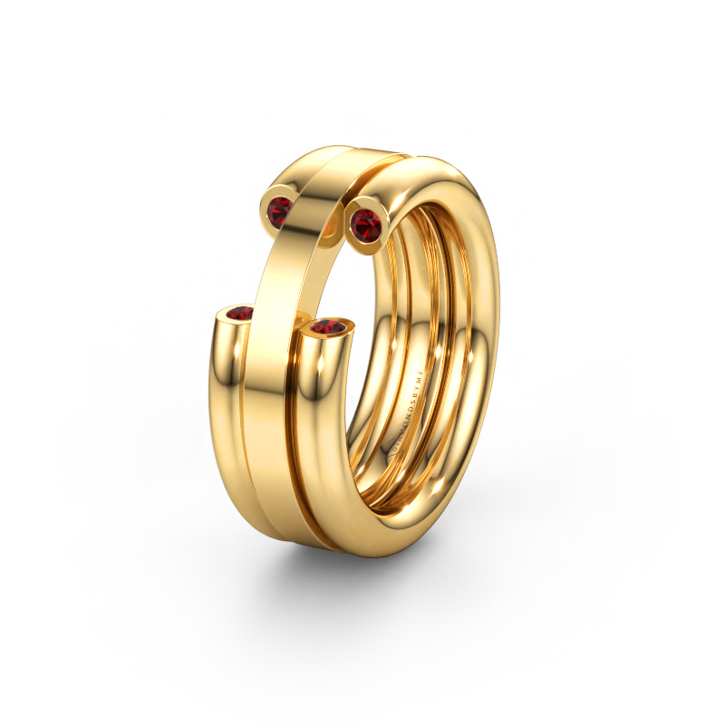 Bild av Vigselring WH6018L 585 gult guld ±8 x 3 mm Granat