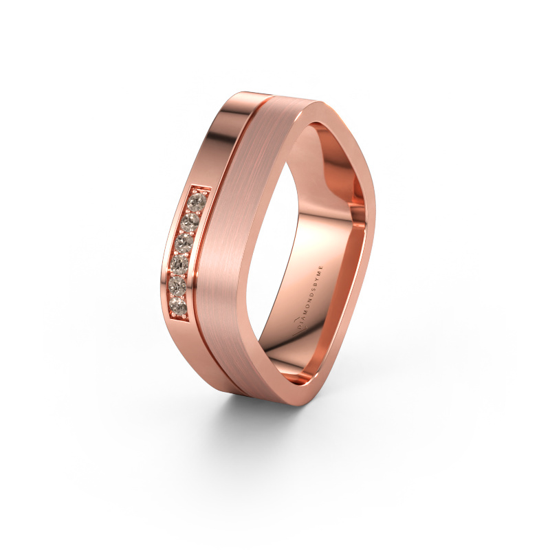 Bild av Vigselring WH6030L16A 585 roséguld ±6 x 1,7 mm Brun diamant