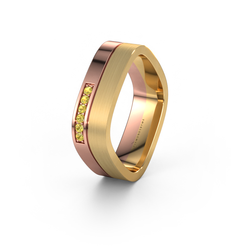 Image of Wedding ring WH6030L16A 585 rose gold ±0.24x0.07 in Yellow sapphire