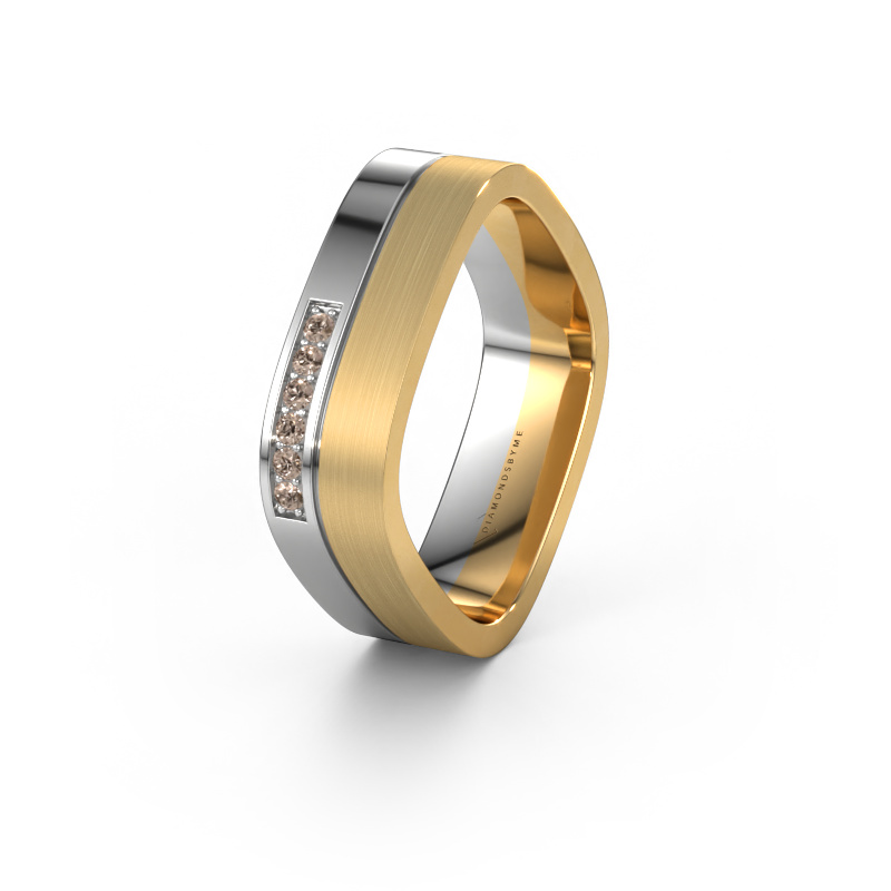 Image of Wedding ring WH6030L16A 585 white gold ±0.24x0.07 in Brown diamond