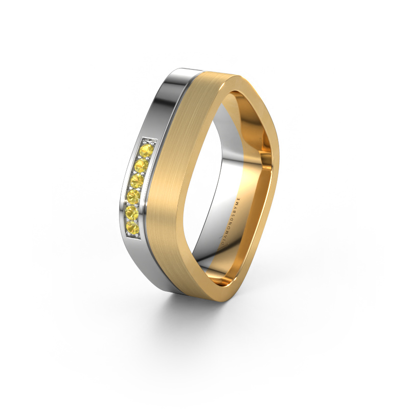 Image of Wedding ring WH6030L16A 585 white gold ±0.24x0.07 in Yellow sapphire