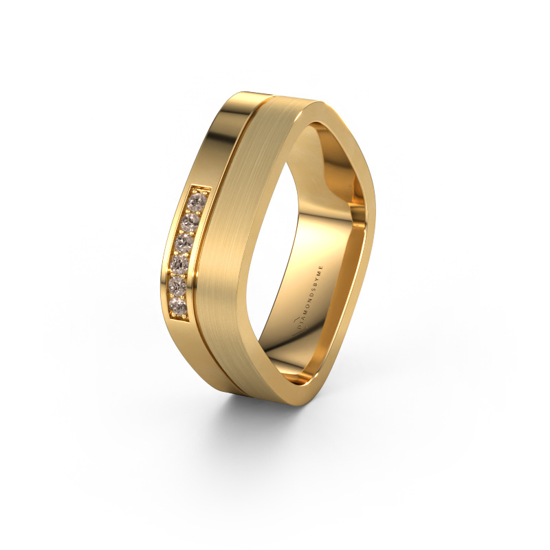 Image of Wedding ring WH6030L16A 585 gold ±6x1.7 mm Brown diamond