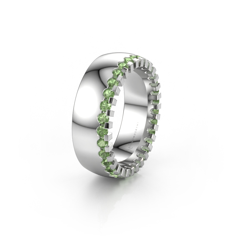 Immagine di Fede nuziale WH6120L27C 585 oro bianco ±7 x 2,2 mm Tormalina verde