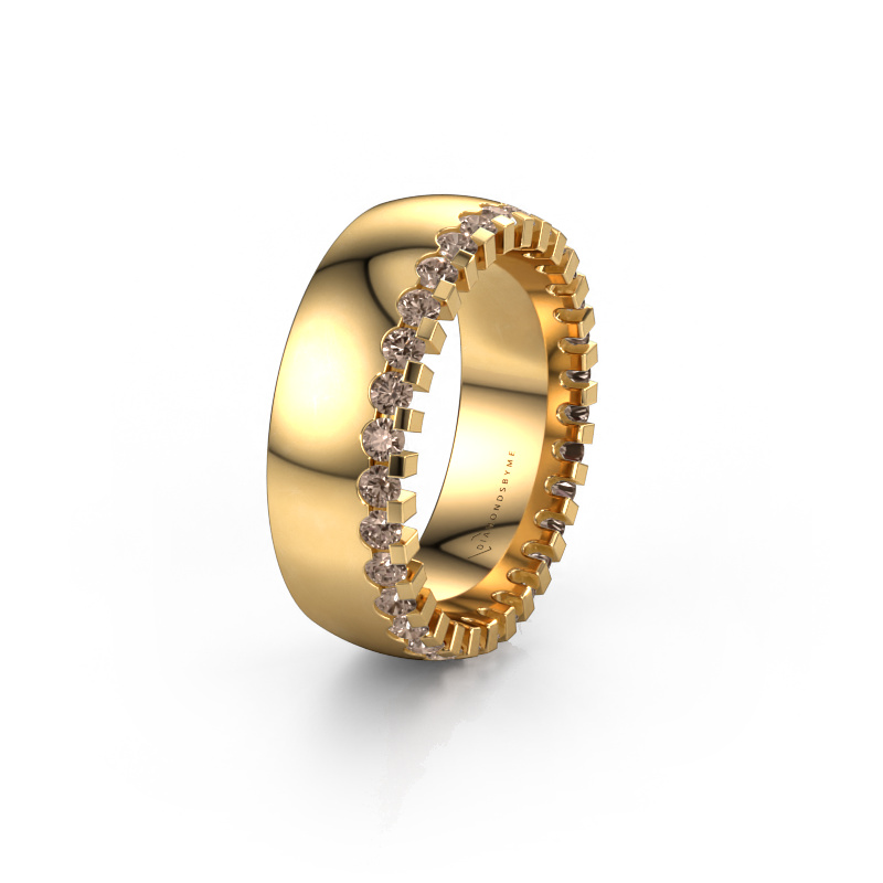 Image of Wedding ring WH6120L27C 585 gold ±0.28x0.09in Brown diamond