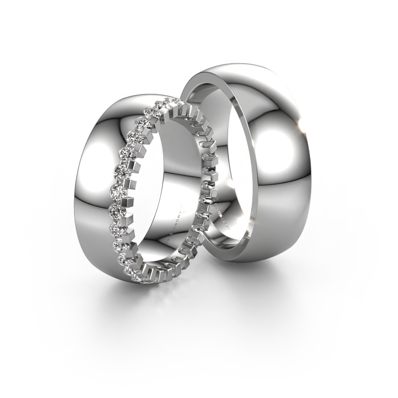 Bild von Eheringe set WH6120LM27C ±7x2.2 mm 14 Karat Weißgold Diamant 0.03 crt