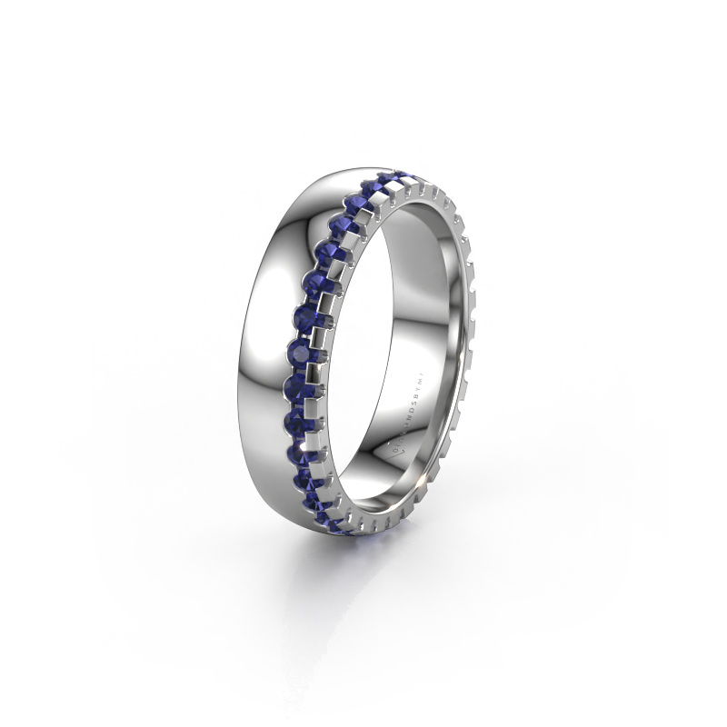 Image of Wedding ring WH6122L25B 585 white gold ±5x2 mm Sapphire