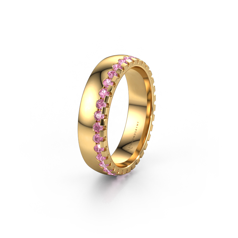 Image of Wedding ring WH6122L25B 585 gold ±0.20x0.08 in Pink sapphire