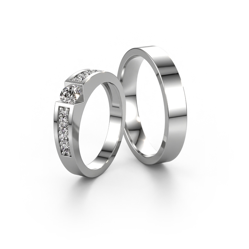 Bild von Trauringe set WHE0652LM14AP ±4x1.7 mm 14 Karat Weißgold Diamant 0.30 crt