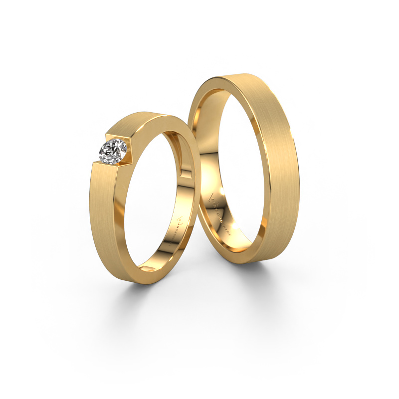 Image of Wedding rings set WHE6511LM14AM ±0.16x0.07 in 14 Carat gold Diamond 0.20 crt