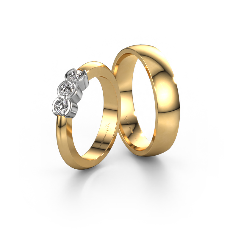Image of Wedding rings set WHR0006LM25AP ±0.20x0.07 in 14 Carat gold Diamond 0.10 crt