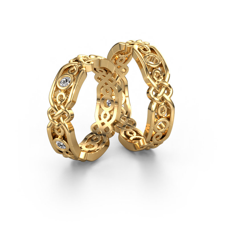 Image of Wedding rings set WHR001LM ±5x2 mm 14 Carat gold Diamond 0.06 crt