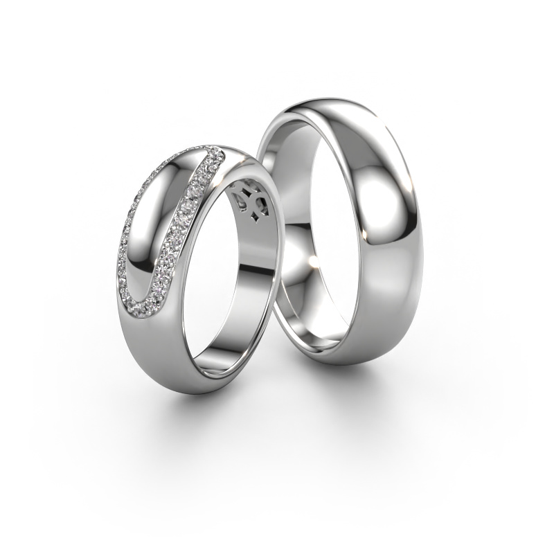 Image of Wedding rings set WHR0039LM36BP ±0.24x0.08 in 14 Carat white gold Diamond 0.01 crt