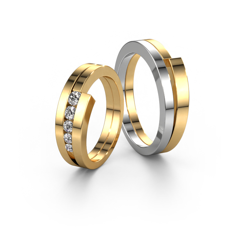 Image of Wedding rings set WHR003LM ±0.16x0.08 in 14 Carat gold Diamond 0.10 crt