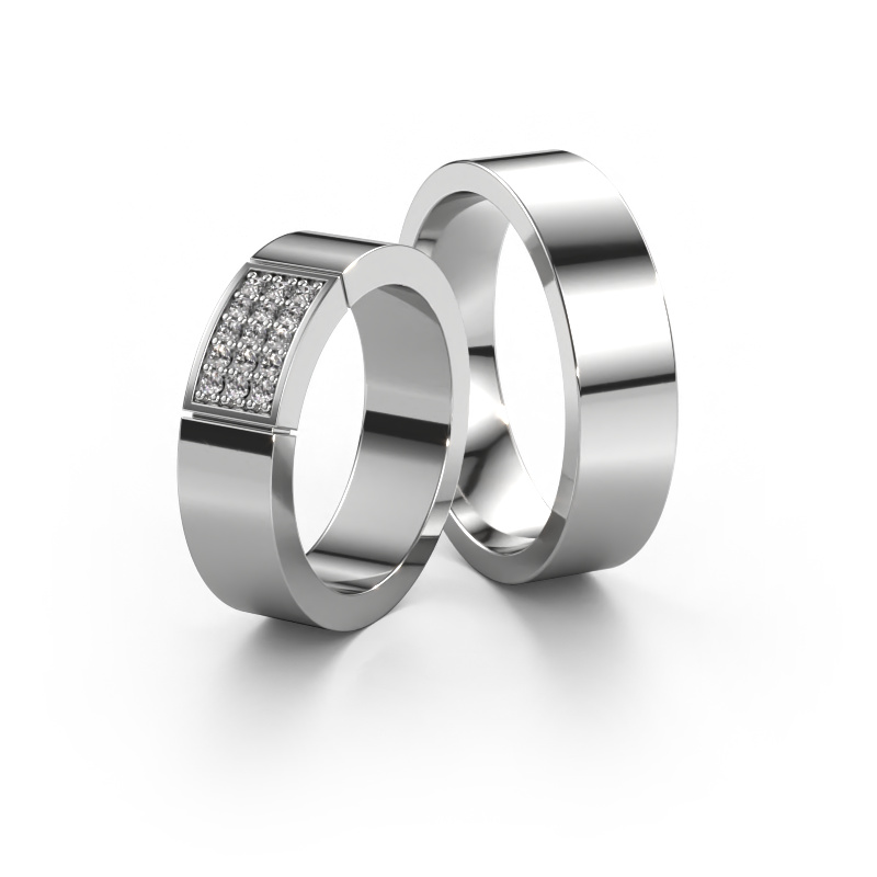 Image of Wedding rings set WHR0057LM16BP ±0.24x0.08 in 14 Carat white gold Diamond 0.01 crt