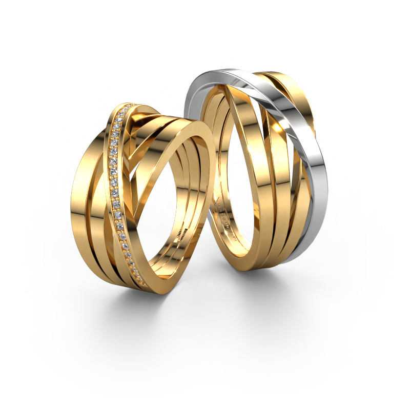 Bild von Eheringe set WHR0077LM ±9x2.6 mm 14 Karat Gold Diamant 0.005 crt